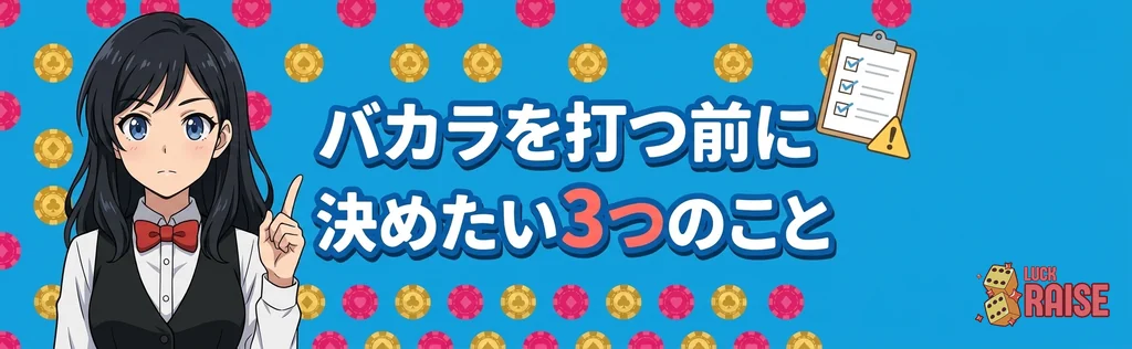 ベラジョンカジノでバカラを打つ前に決めておきたい3つの注意点のチェックリストバナー